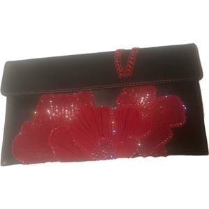 Giorgio Armani Vintage Floral Sequin Leather Clutch